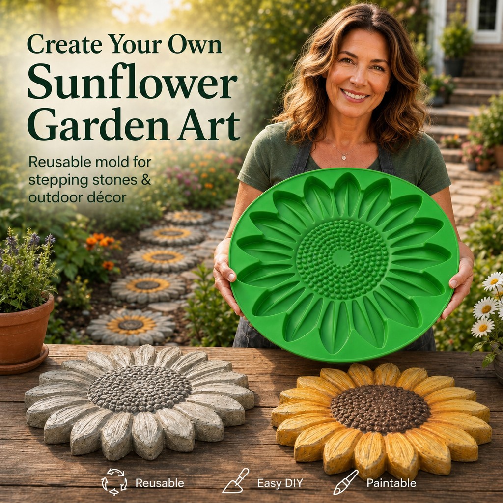 Gardening Tools Gifts - Sunflower Terrace Stone Mold Set, Concrete