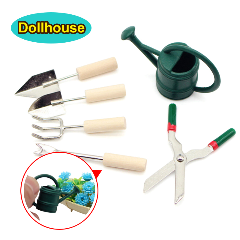Gardening Tools Gifts - 1/12 Dollhouse Simulation Watering Can Spade