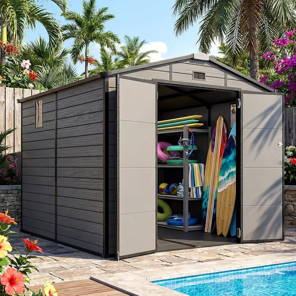 8x8 Outdoor Storage Shed with  - đánh giá và giá Gardening Tools In