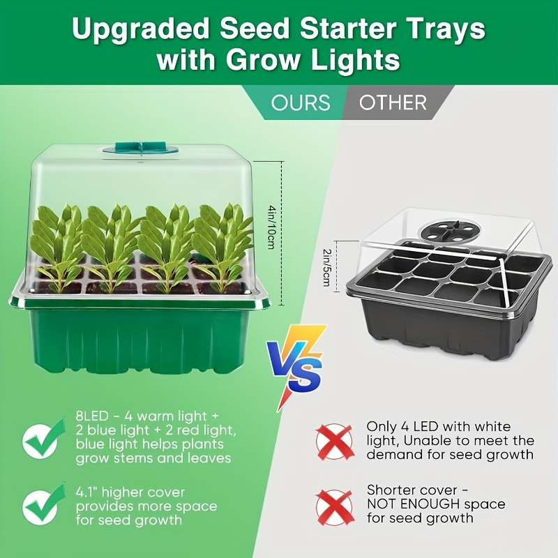 LED Grow Light Garden Plant Su - đánh giá và giá Seed Starter Trays
