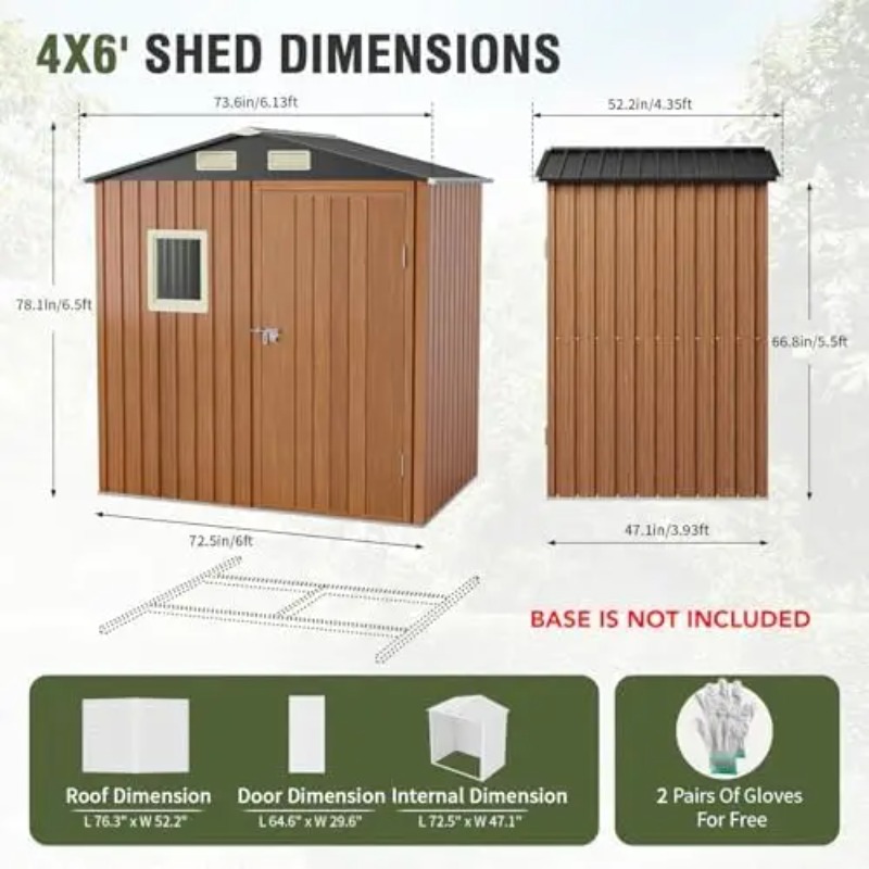 Outdoor Storage Shed 6x4 Ft, L - đánh giá và giá Gardening Tools In
